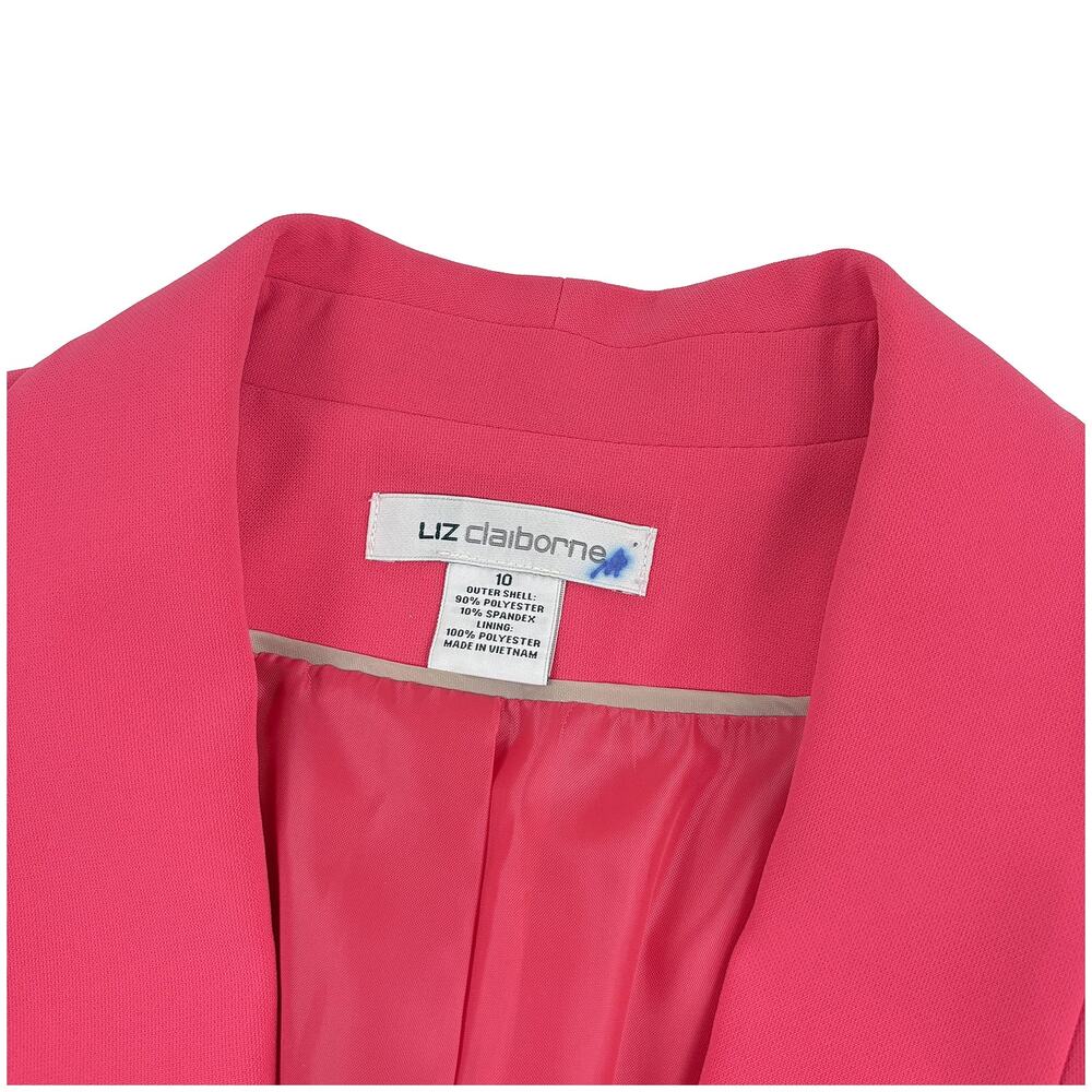 Liz Claiborne Hot Pink Blazer Womens 10 Career Barbie Workwear Bold Bright - Picture 4 of 8